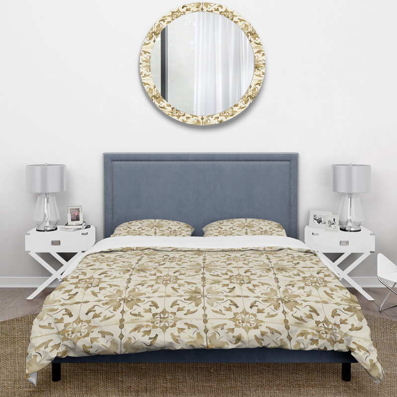Ensemble de housse de couette crème Vintage Tile II - Country, Housse de couette pour grand lit + 2 taies décora