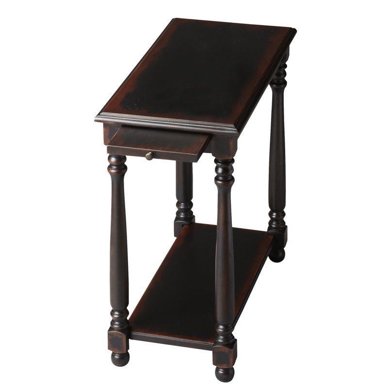 Devane CastleWood Side Table, Distressed Black Licorice
