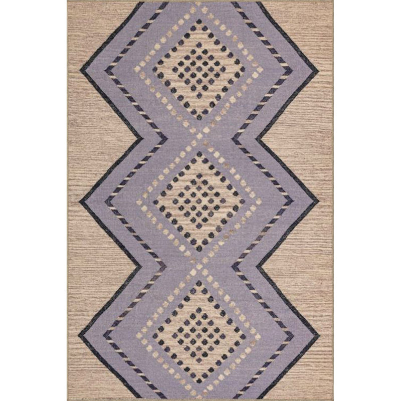 Tapis tissé à motif croisé et base lavable mauve, Rectangle 3 pi 3 po x 4 pi 11 po