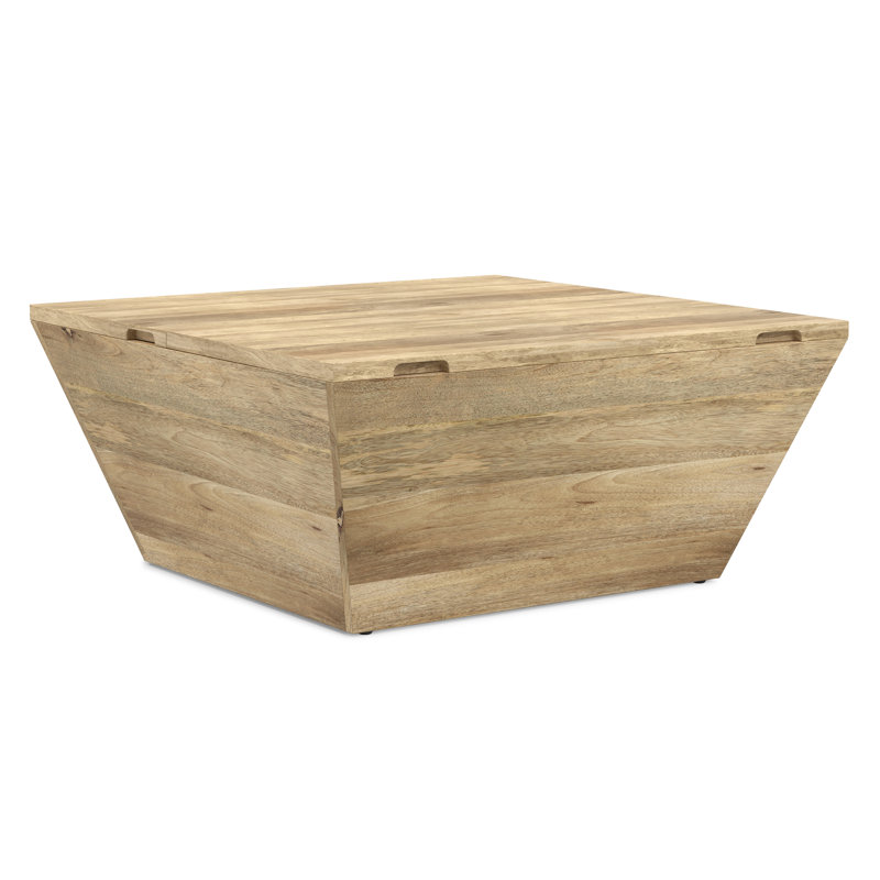 Table basse à plateau relevable moderne en bois de manguier l 36 po Abba, Naturel