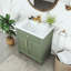 Meuble-lavabo moderne 27,8 po, vert, armoire de rangement Mid-Century, poignées en métal