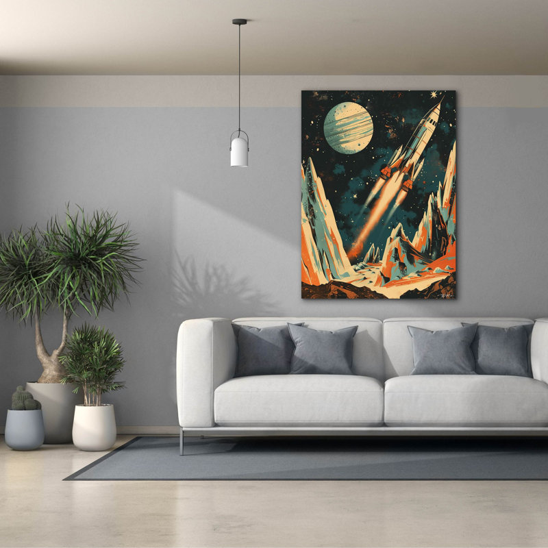 «Epic Graffiti» «Vintage Space 1» par Momart, art mural sur toile, H 54 po x l 40 po x P 1,5 po