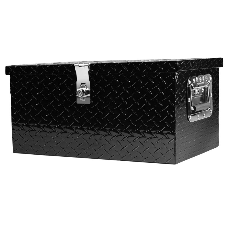 Boîte à outils 20 pouces en aluminium noir avec boîte plate et bande de roulement pour camionnette de plein air