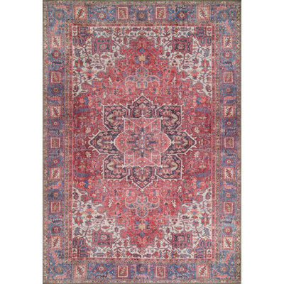 Ottilie Ethnic Patterned Woven Base Decorative Red Carpet