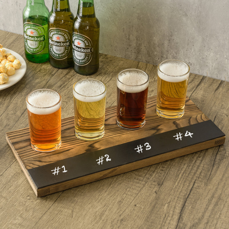 4 Piece 207ml Glass Beer Flight Set, Clear