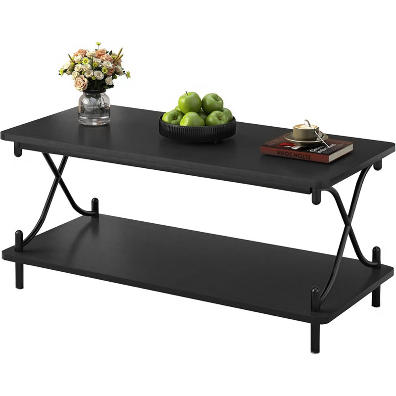 Table basse avec rangement et tablettes ouvertes pour le salon, le design moderne et rectangulaire
