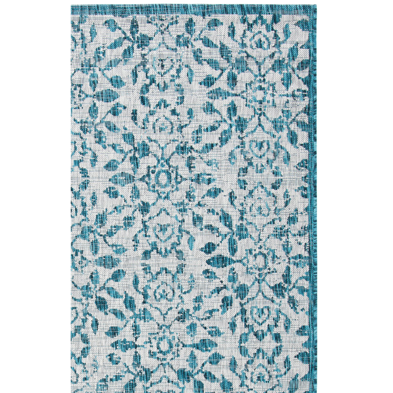 Tapis d'intérieur / extérieur gris / bleu Stolz, Tapis de couloir 2 pi 2 po x 9 pi