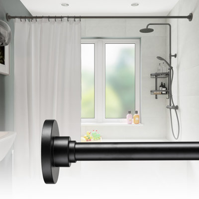 90.55cm Straight Shower Curtain Pole & Hook Set