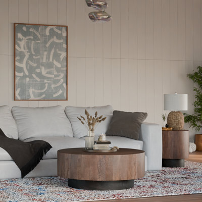 Solid Mango Wood Round Coffee Table by Hokku Designs