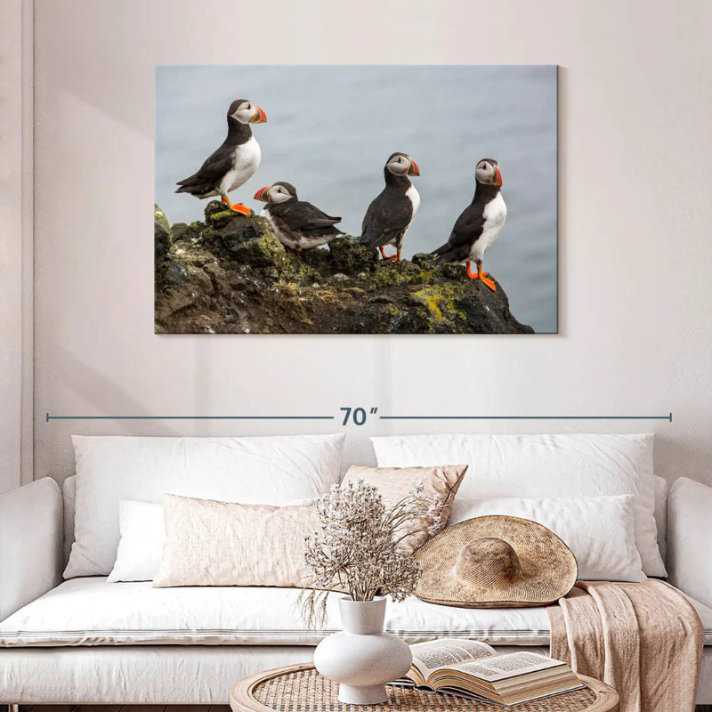 Brampt Puffins On A Rock, 30" H x 45" W