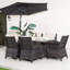Ensemble de salle à manger de patio en osier pour 6 personnes avec table rectangulaire Aerolyn, coussins inclus
