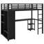 Lit mezzanine élégant en métal moderne, armoire intégrée, bureau et tablettes