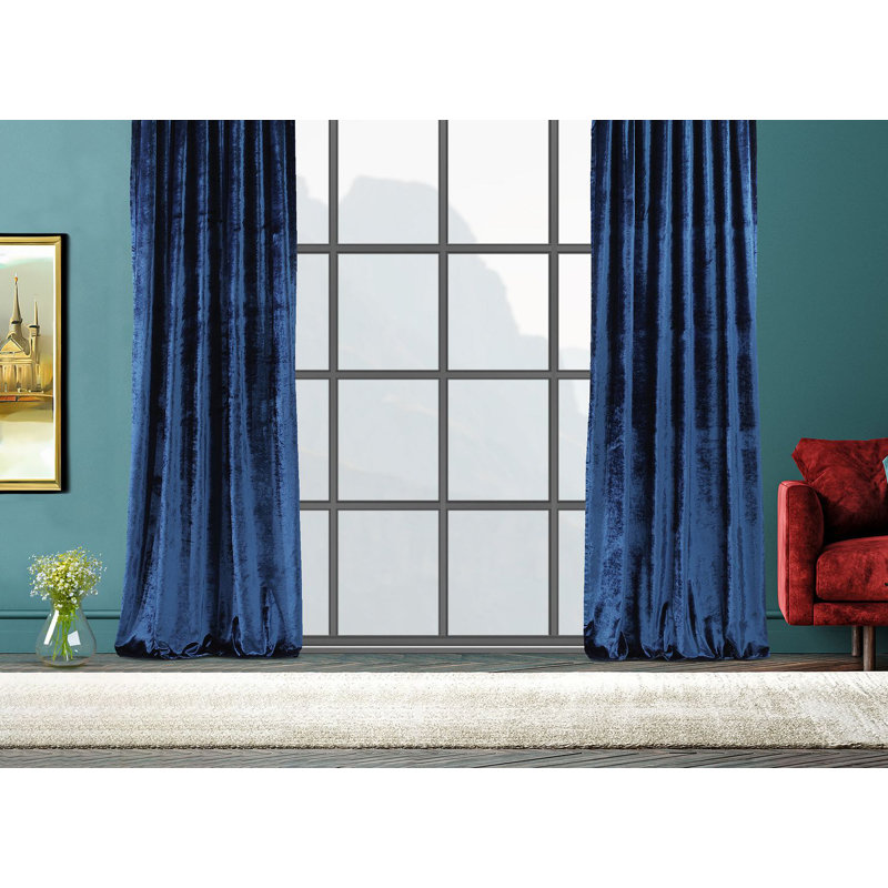 Room Darkening Single Curtain Panel, Navy, 130cm Width x 295cm Drop