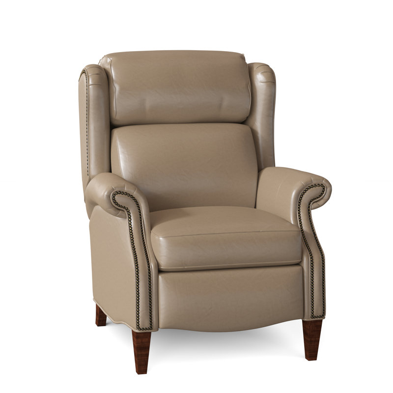 Miller Recliner, Aline Fumo Genuine Leather, Mahogany, Pewter
