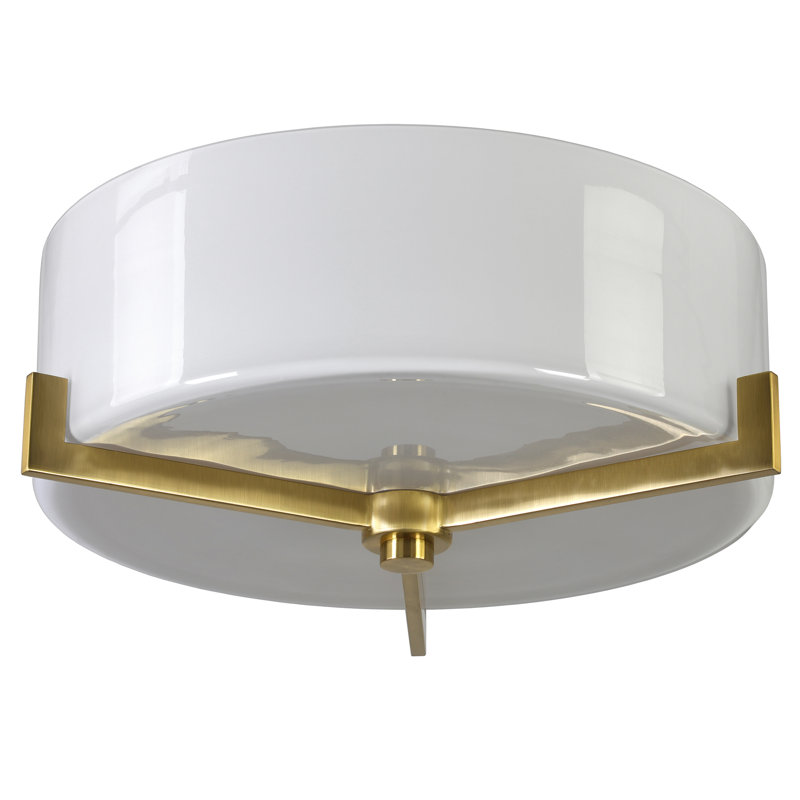 Hamlin 17.63" Wide 2-Light Semi Flush Mount With Glass Shade In Blackened Bronze/Brushed Brass, Brushed Brass