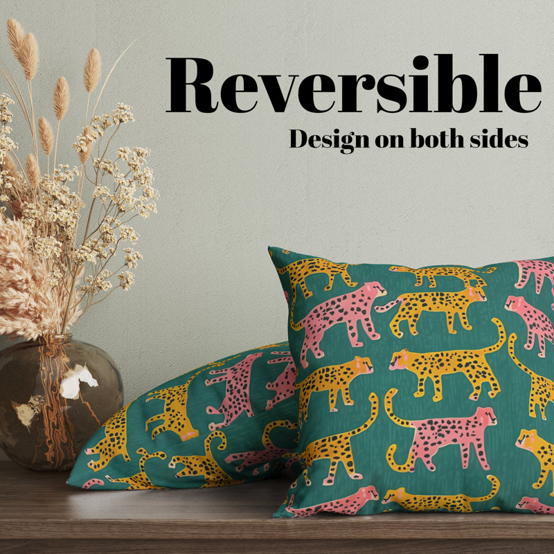 Folk Maximalist Reversible Pillow Cover, 18"H x 18"W