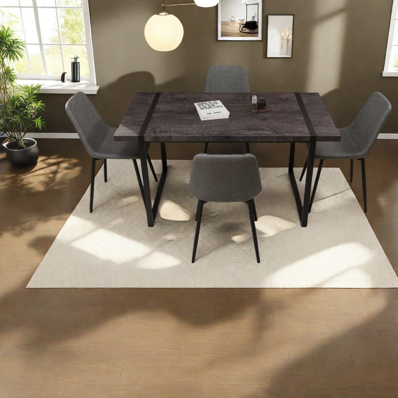 Ensembles de table de salle à manger en MDF noir moderne avec structure en métal pour la cuisine