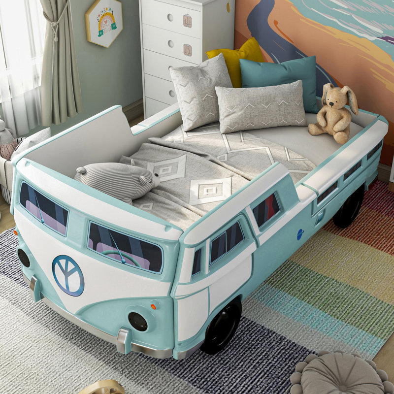 Lit simple Bobby Retro Bus avec lumières DEL, Bleu