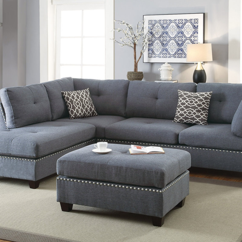 3 pièces Canapé modulaire gris et gris