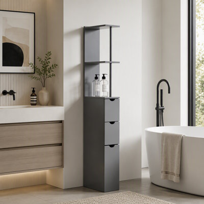 Narrow Side Floor Bathroom Storage Towe Cabinet