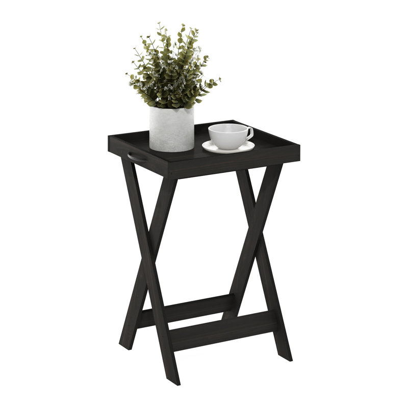 Terhune Tray Top Cross Legs End Table, Dark Espresso