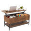 Table basse à plateau relevable de 39,4 po de style campagnard avec rangement caché et tablette inférieure, pieds en acier robustes