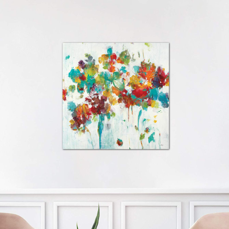 Coloured Blooms by Lisa Ridgers - Wrapped Canvas Painting, 93.98 cm H x 93.98 cm W x 3.175 cm D