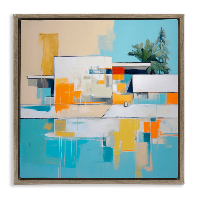 «Tropical Abode Abstraction Floater» par Irena Orlov, H 18 po x l 18 po x P 1,7 po, Cadre flottant orme Montalcino