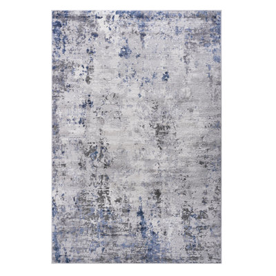 Silver/blue/abstract Non-shedding Area Rug 8x10 - Static , Stain Easy Maintenance,