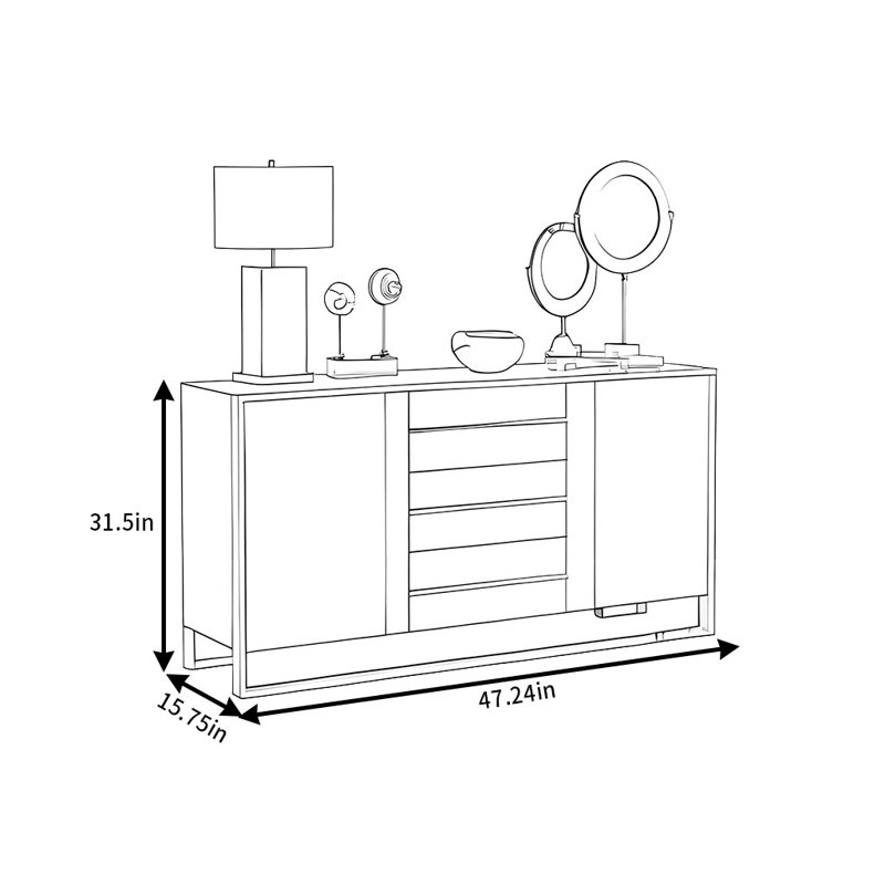 Simple Yet Luxurious Sideboard, 31.5" H x 47.24" W x 15.75" D