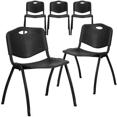 Amora 880 lb. Capacity Industrial Plastic Stack Chair with Carrying Handle