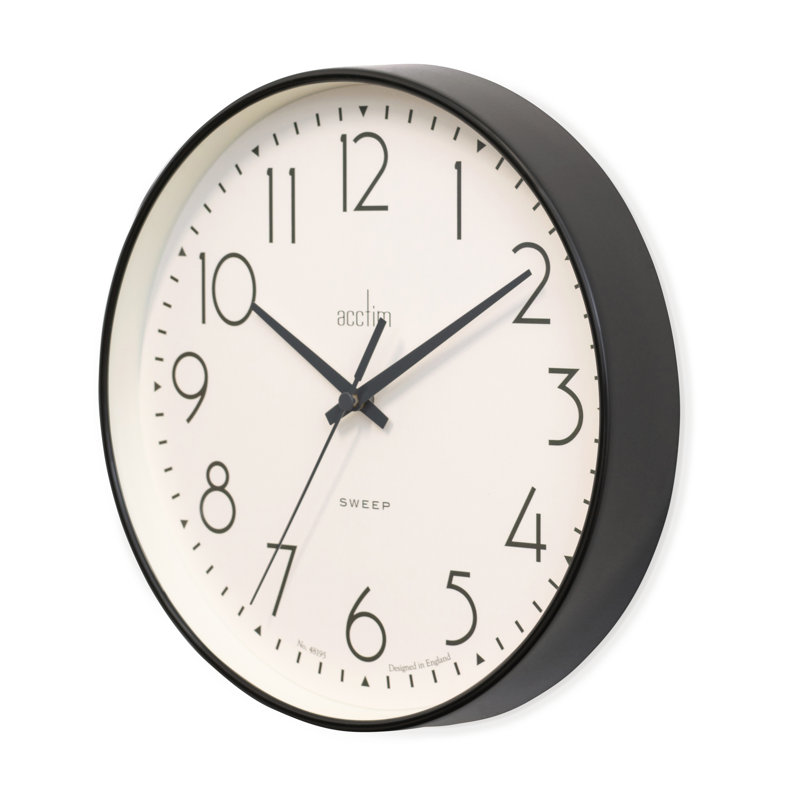 Acctim Earl Wall Clock Non-Ticking Sweep Retro Design Quartz 25cm, Black