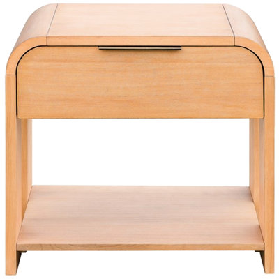 Table de chevet moderne à un tiroir avec mouvement stable et style Mid-Century Waterfall