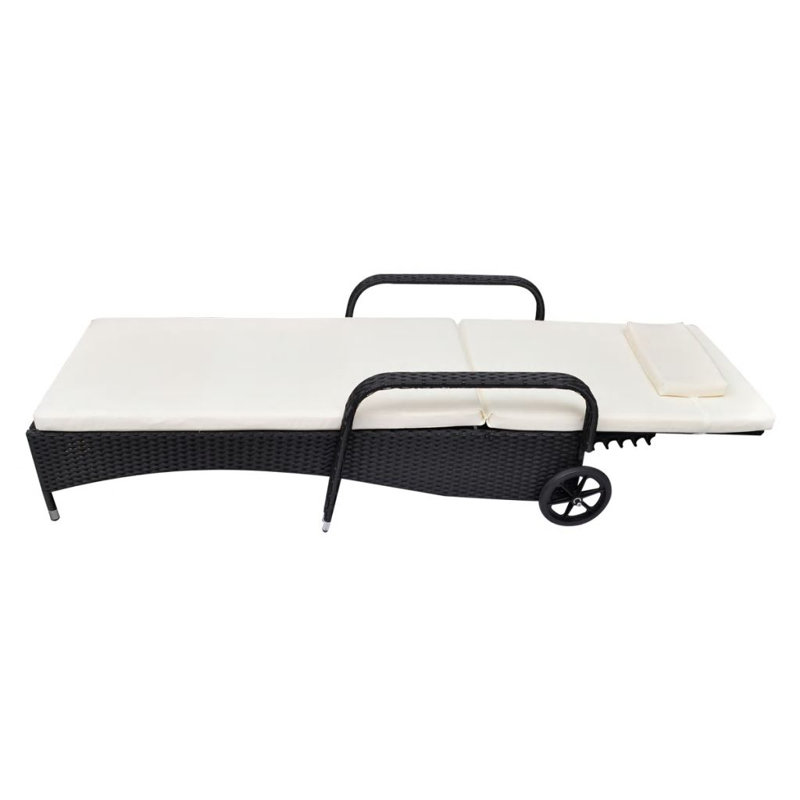 vidaXL Rattan Sun Bed Black, Cream Poly Rattan Adult-sized, Black