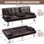 Canapé convertible en similicuir de 66 po avec porte-gobelet Janni-437376643-462683319