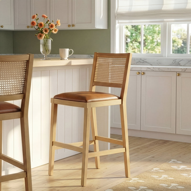 Miraz Counter Stool, Counter Stool (27” Seat Height), Butterscotch Faux Leather