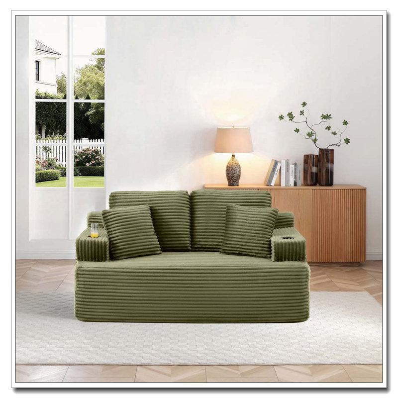 Canapé Boneless avec 2 coussins, Vert, 2