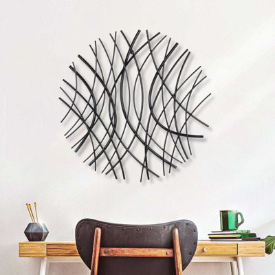 Metal Circle Abstract Hanging Dimensional Sculpture