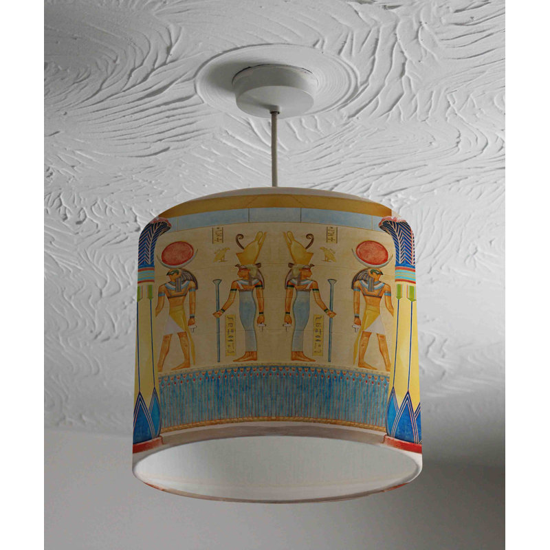Ancient Egyptian 22cm H Cotton Drum Pendant Shade ( Uno )