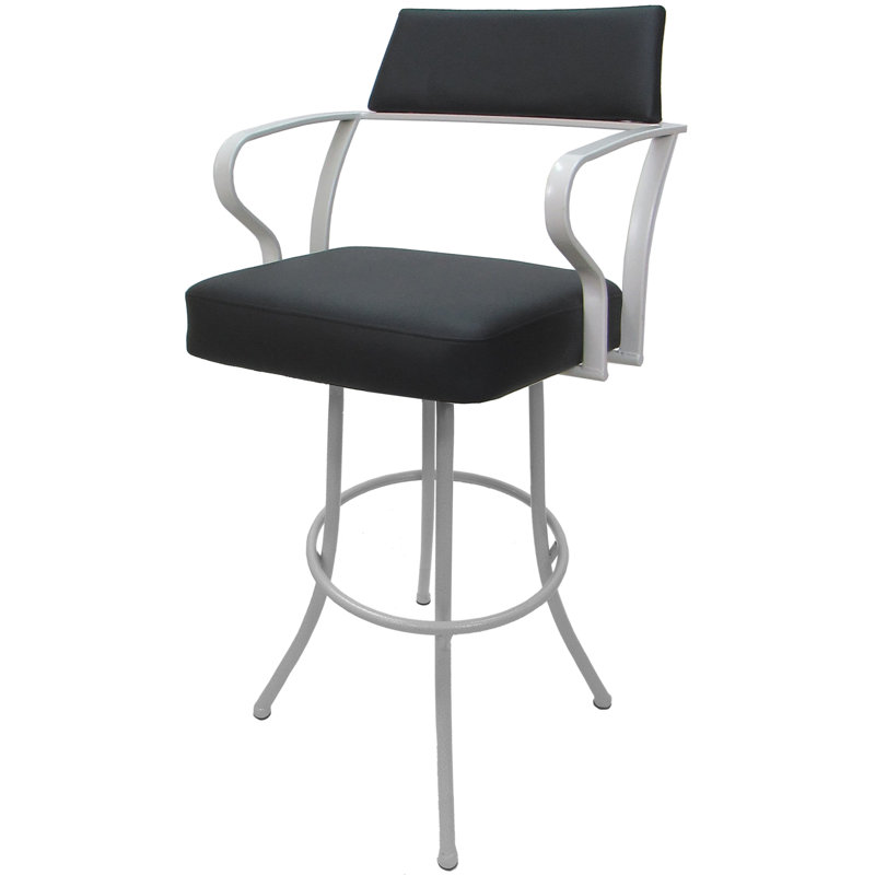 Jabria Swivel Upholstered Counter Extra Tall Stool with Metal Frame, Gray , White
