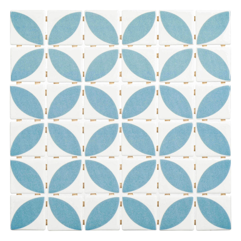 Motivo 2 po x 2 po Carrelage mural mosaïque en verre à motif floral, Bosquette