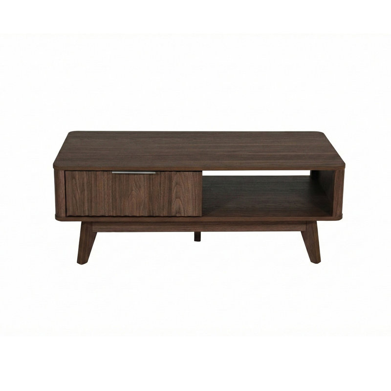 Yaelle Four Leg Coffee Table with Storage, Walnut