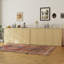 Buffet en chêne cannelé 66,3 po avec rangement, buffet moderne avec 4 portes et tablettes réglables, buffet en bois de style Mid-Century pour cuisine et salon