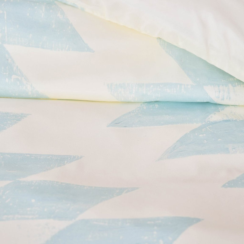 Ensemble de housse de couette en microfibre bleu / crème, Housse de couette simple / simple TG et 1 taie dé