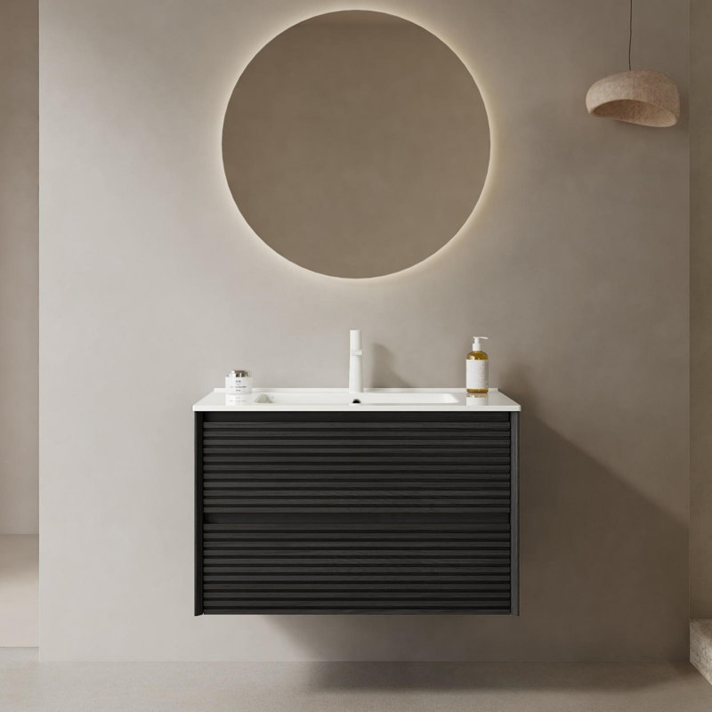 Meuble-lavabo de salle de bain mural avec tiroirs, pré-assemblé, 30"