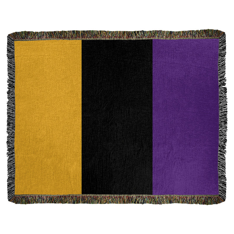 Couverture en coton basket Los Angeles, l 52 po x L 37 po, Or/ noir / violet