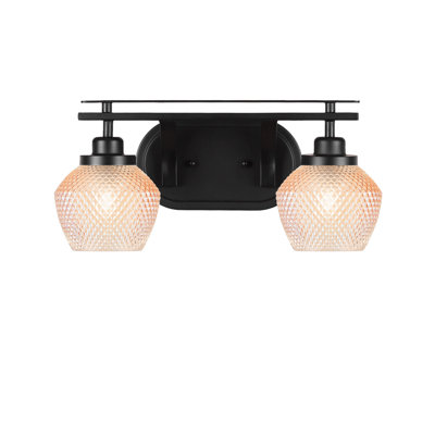 Remington 2 Light Bath Bar Shown In Matte Black Finish With 6" Amber Textured Glass