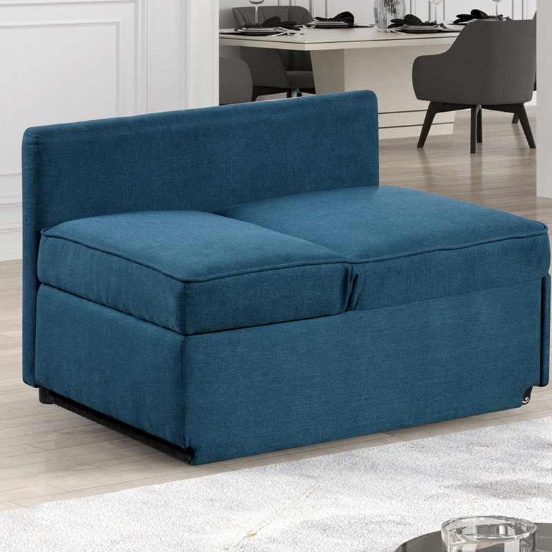 Fauteuil convertible 1pc, Tissu bleu