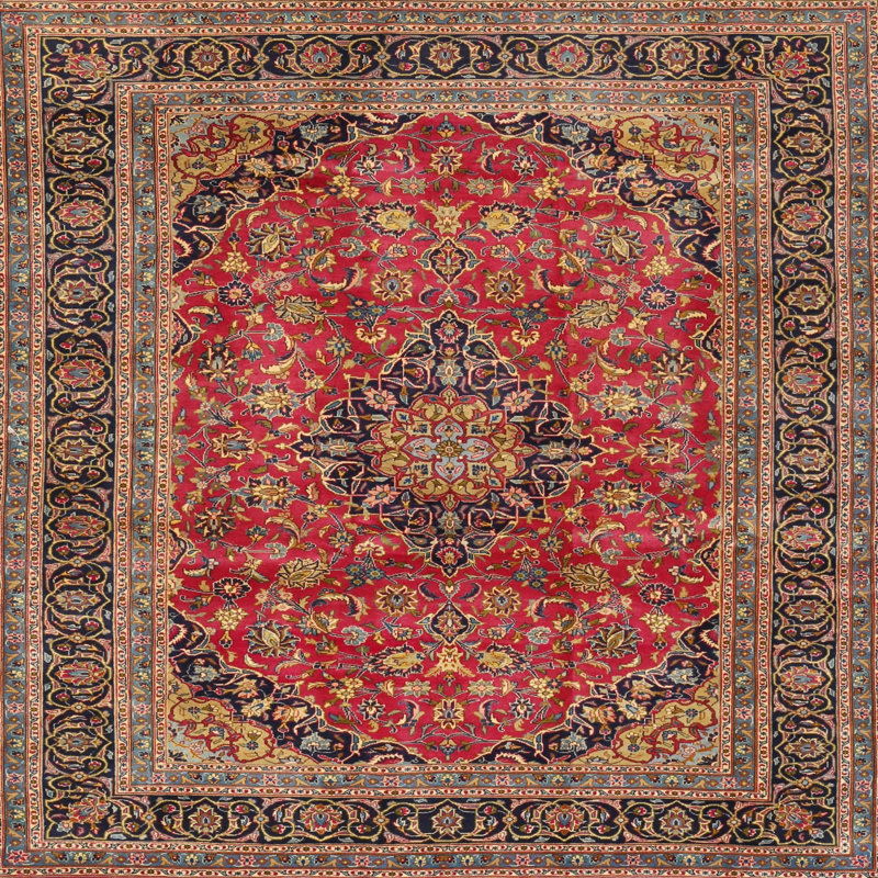 Tapis oriental orange, Rond 7 pi