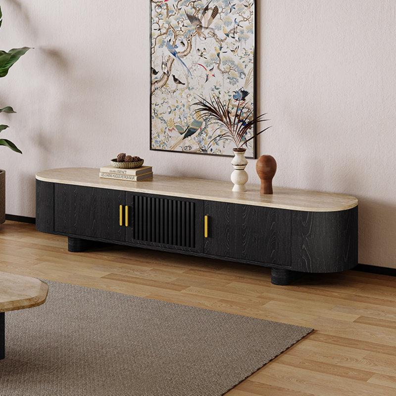 Meuble télé moderne et simple avec rangement, Noir